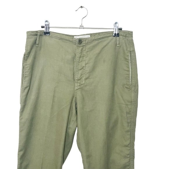 The Great Carpenter Slim Pants Army Green Women’s Size 27 High Rise Twill - Picture 3 of 13
